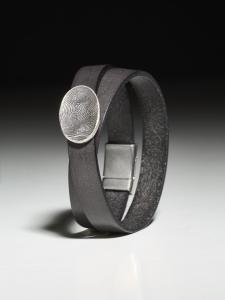 Wickellederarmband mit ovalem Fingerprintnugget
